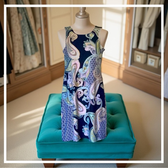 NWOT ✮ Navy Paisley Sleeveless Any Occasion All Seasons - Picture 4 of 7